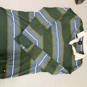 Vans Green and Blue Striped Long Sleeve Shirt